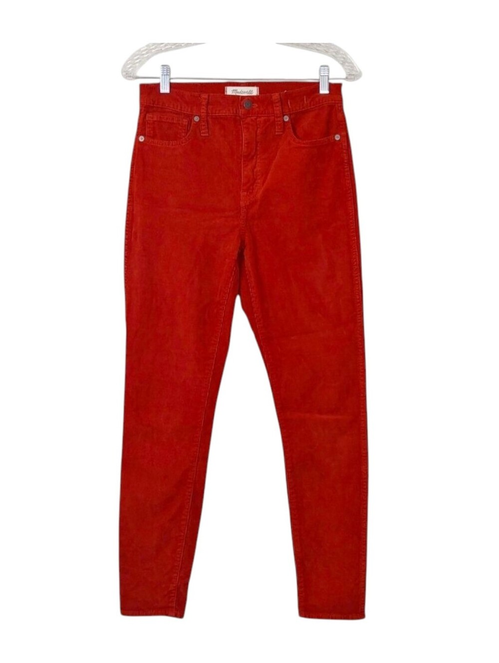 Madewell Women's Blood Orange High Rise Skinny Ankle Corduroy Pants 28